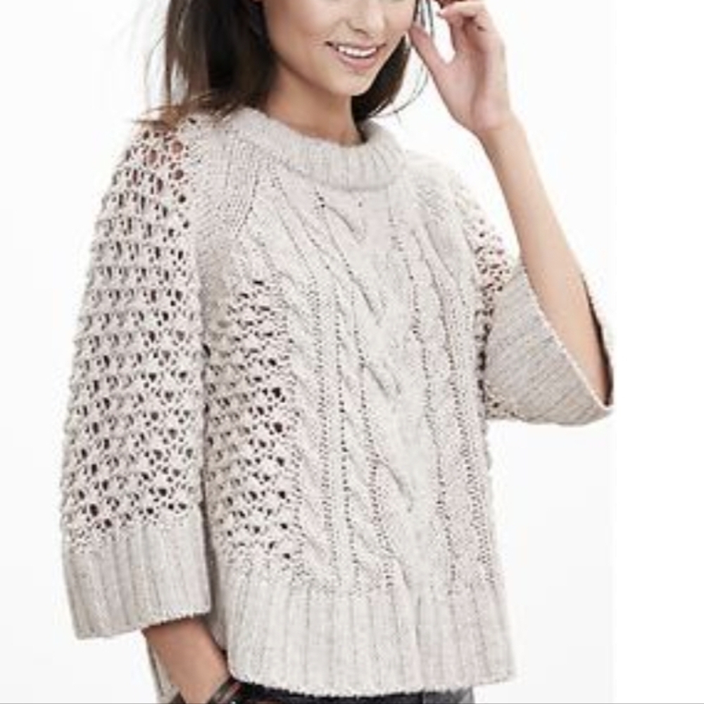 Banana Republic Cream Cable Knit Sweater